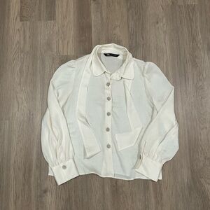 Zara white blouse with pearl detail